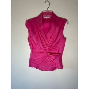 Trina Turk LA women’s hot pink collared sleeveless top side zip size M #9-1567